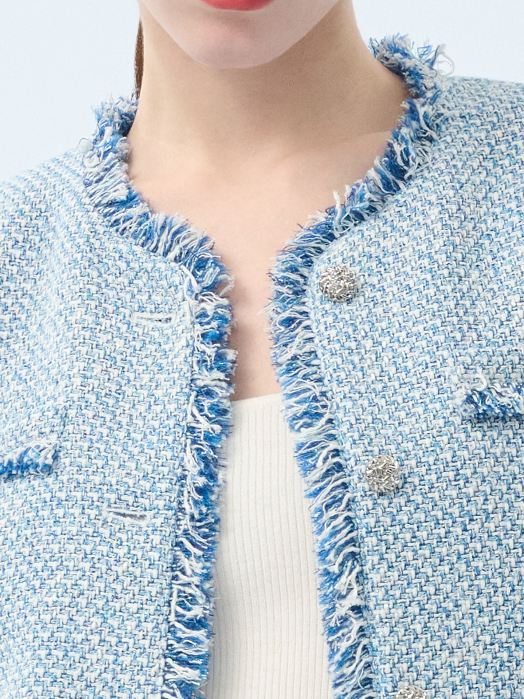 Tweed Fringe Trim Women Jacket – GOELIA