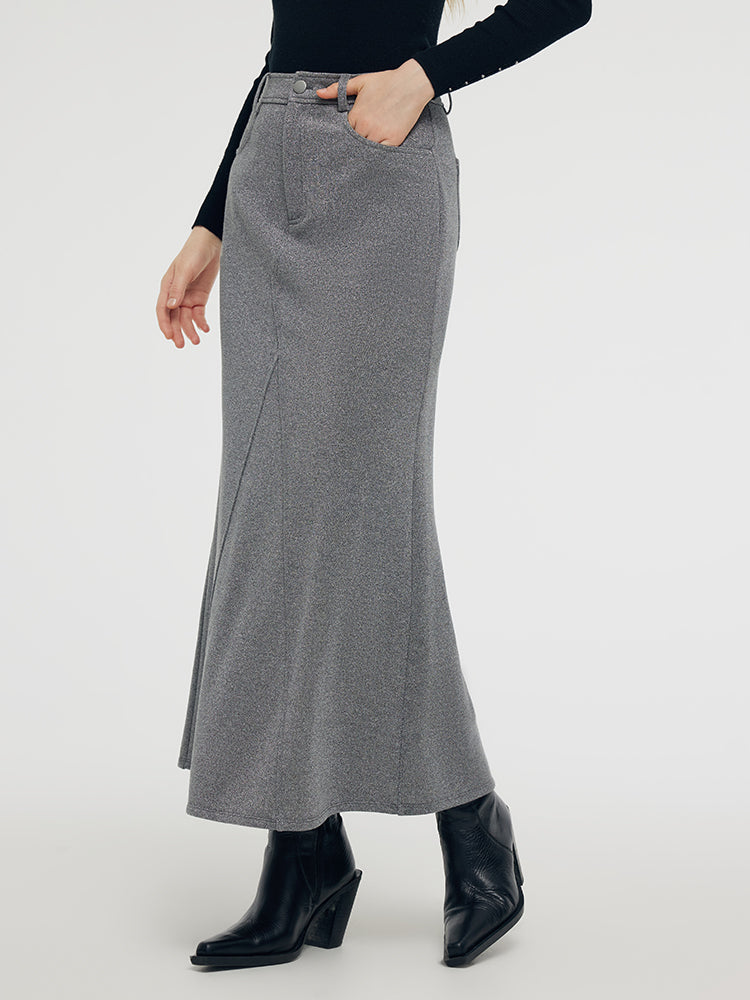 Back Slit Knitted Women Mermaid Maxi Skirt GOELIA