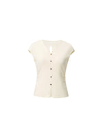 Tencel Blend Side Twist Women Cap Sleeve Knit Top GOELIA
