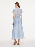 Tencel Blend Twist Front V-Neck Women Maxi Dress GOELIA