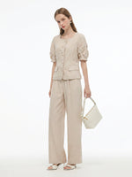 Tencel Linen Blend Shirt And Pants Two-Piece Set GOELIA