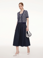 Tencel Blend Stripe Cardigan And Patchwork Strap Dress Two-Piece Set GOELIA
