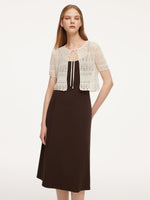 Tie Front Openwork Cardigan And Knit Strap Dress Two-Piece Set GOELIA