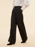 100% Washable Wool Straight Wide Leg Women Pants GOELIA