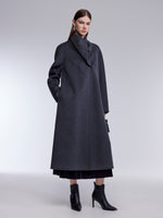 [Preview] 100% Wool Convertible High Neck Women Overcoat GOELIA