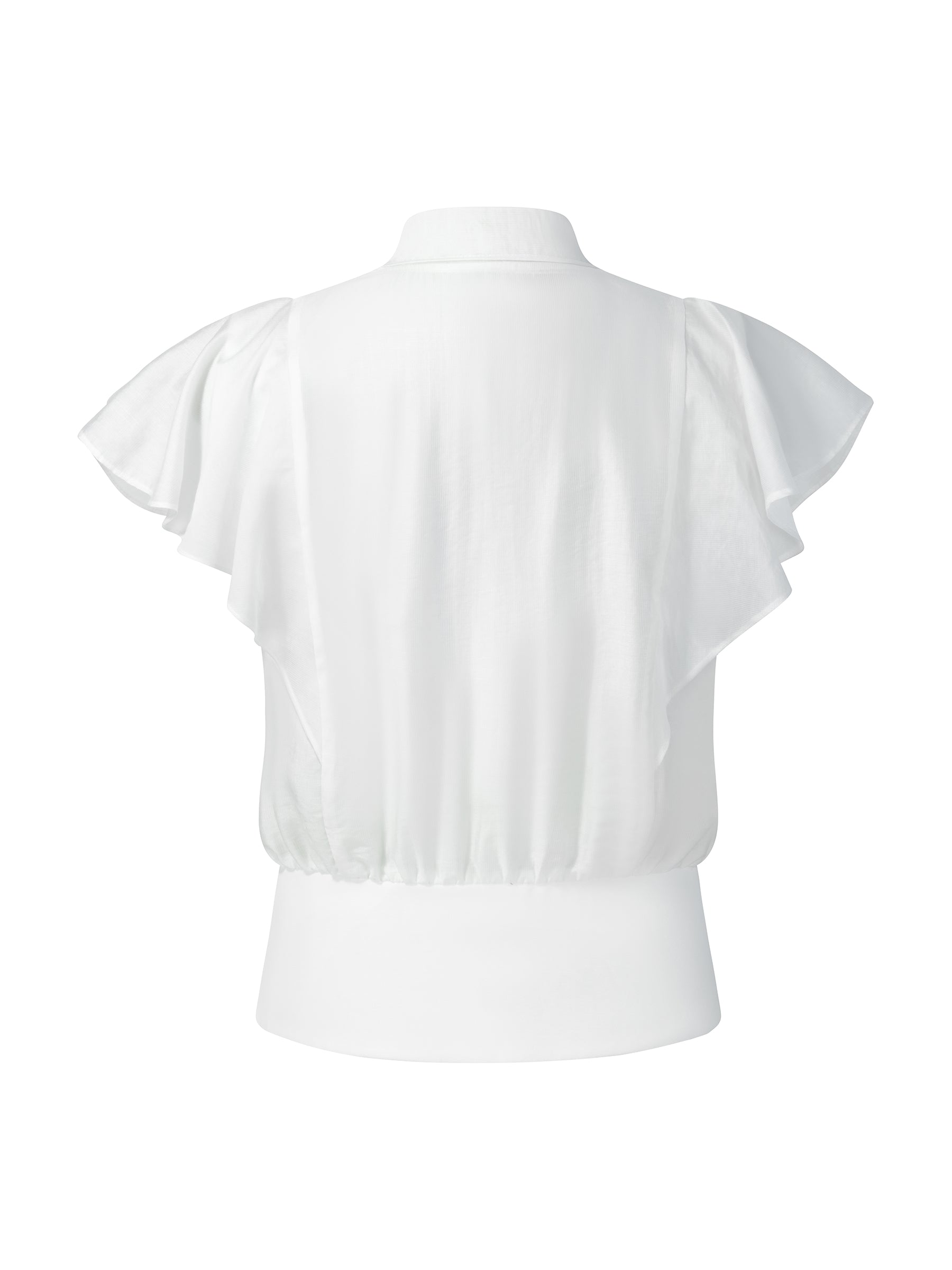 [Preview] 100% Cotton Ruffle Sleeve Women Blouse With Detachable Buckle GOELIA