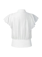 [Preview] 100% Cotton Ruffle Sleeve Women Blouse With Detachable Buckle GOELIA