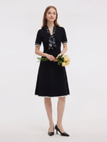 [Preview] Lyocell Blend Women Knit Midi Dress With Detachable Silky Scarf GOELIA
