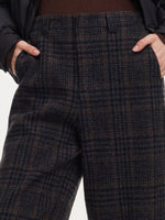 100% Wool Plaid Women Wide Leg Pants GOELIA