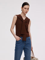 Tencel Blend Knit Vest And Shawl Two-Piece Set GOELIA