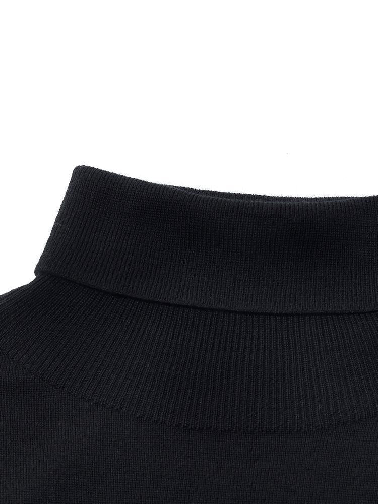 Machine Washable Wool Seamless Turtleneck Sweater GOELIA