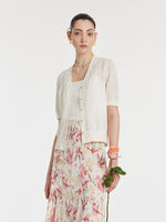 Iris Jacquard Sequins Single-Breasted Knitted Women Cardigan GOELIA