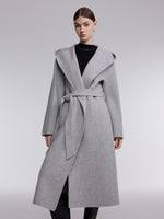 [Preview] Double-Faced Wool Yak Silk Blend Women Hooded Wrap Overcoat GOELIA