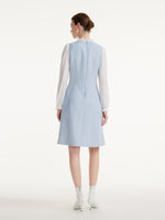 Acetate Blend Ruffle Neck Women Mini Dress With Detachable Bow GOELIA