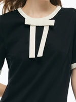 Tencel Blend Contrast Trim Women Knit Mini Dress GOELIA