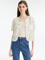 Openwork Single-Breasted Women Crop Jacket GOELIA