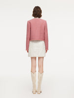 Wool Blend Tweed Frayed Hem Women Jacket GOELIA