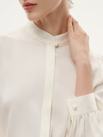 22MM Mulberry Silk Women Stand Collar Shirt GOELIA