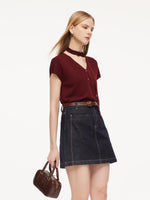 [Preview] Lyocell Blend V-Neck Women Cardigan With Ribbon GOELIA