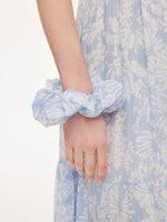 10MM Mulberry Silk Floral Print Women Bubble Hem Midi Dress With Scrunchie GOELIA