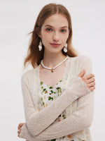 Wavy Trim Tie Front Women Cardigan GOELIA