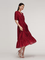 Tencel Blend Lace Patchwork Women Maxi Dress GOELIA