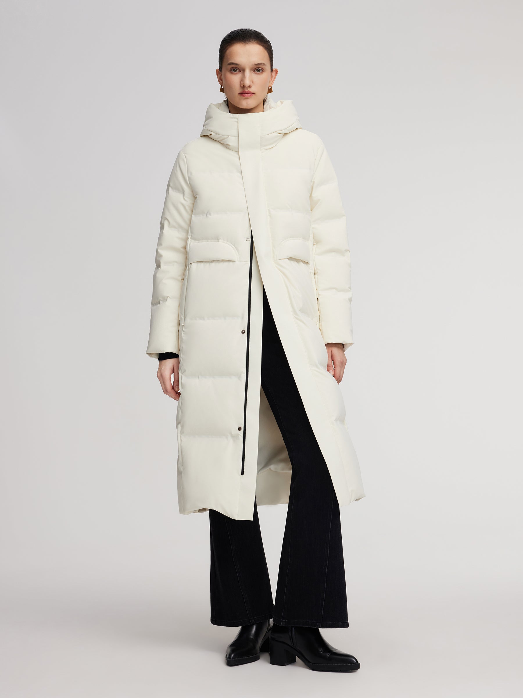 [Preview] Thermal Tech Back Hooded Unisex Long Goose Down Coat GOELIA