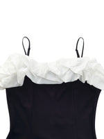 Color Block Ruffle Women Knit Mini Dress With Detachable Straps GOELIA