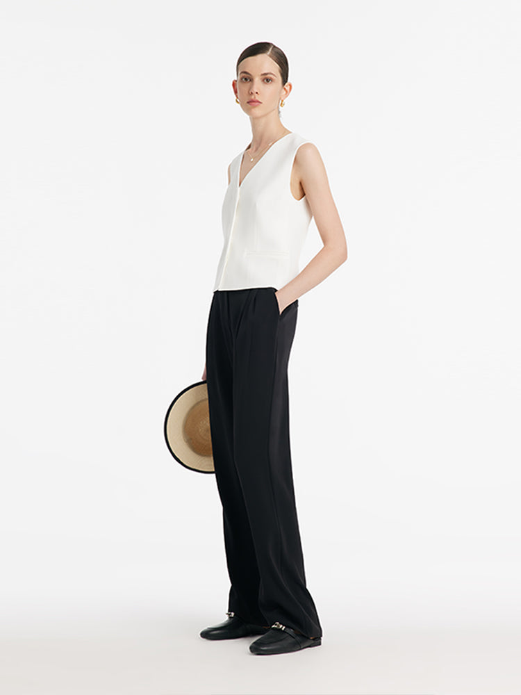 Triacetate Slim V-Neck Women Vest GOELIA