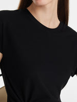 Acetate Waist Twist Asymmetric Hem Women Knit Top GOELIA