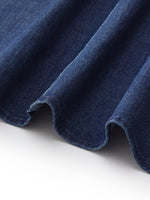 Lyocell Denim Gathered Waist Stretch Women Midi Dress GOELIA