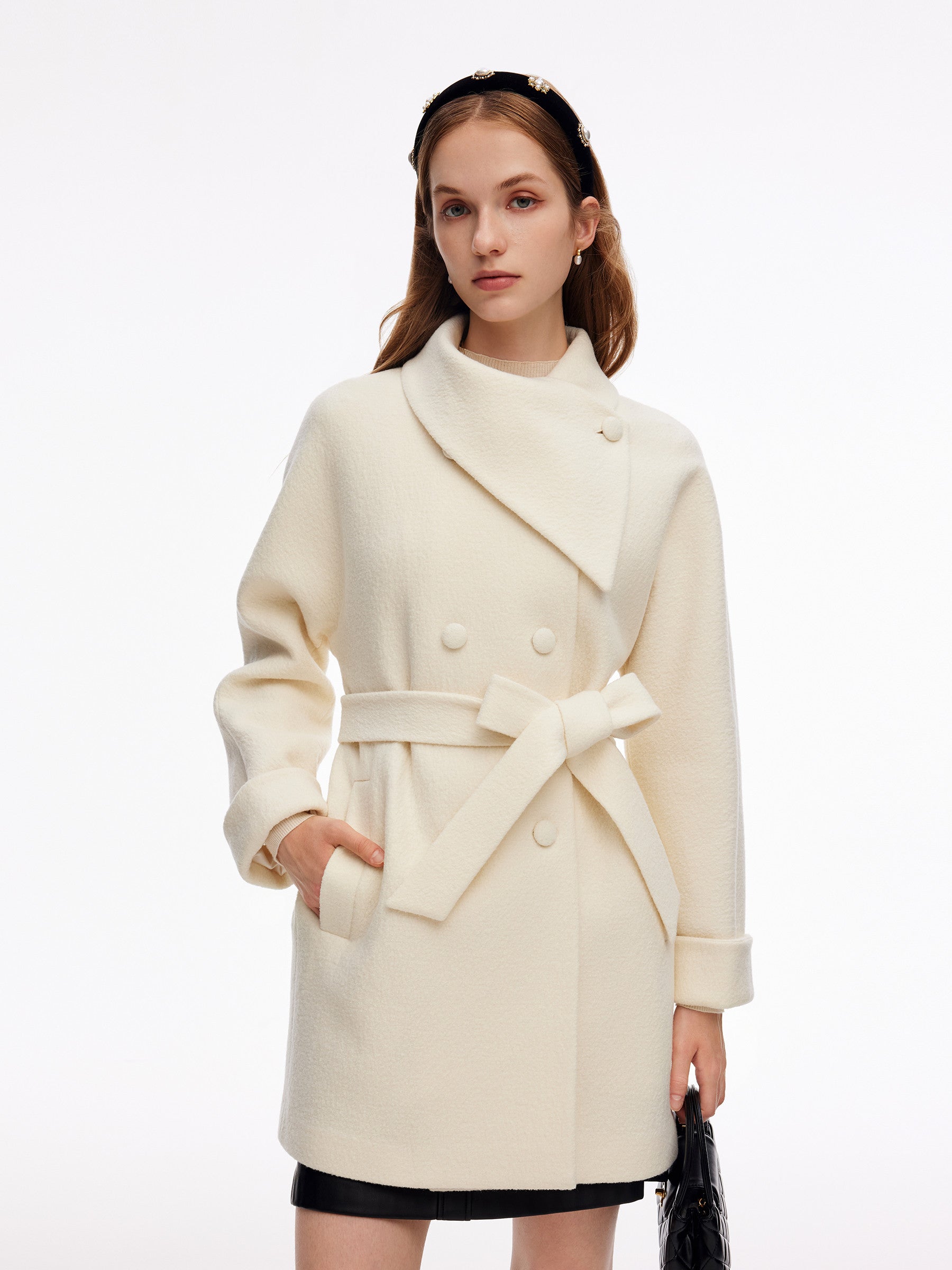 [Preview] 100% Women Selt-Tie Belt Women Coat GOELIA