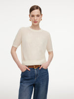 100% Cashmere Sequins Women Knit Top GOELIA