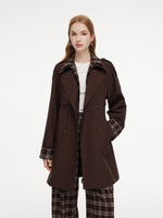 Mock Layered H-Line Women Belted Trench Coat GOELIA