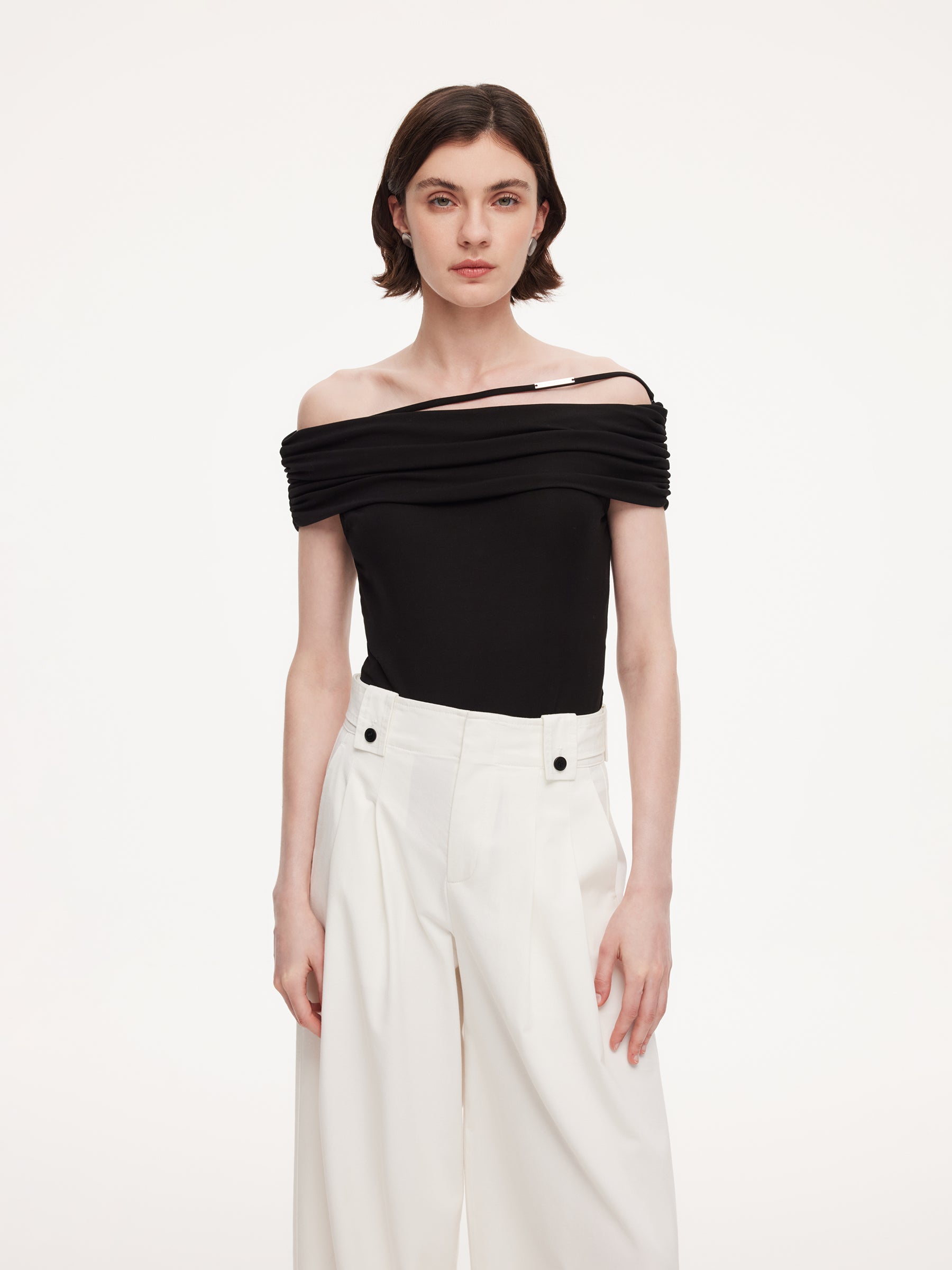 Lyocell Blend Off Shoulder Women Knit Top GOELIA