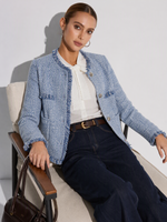 Tweed Fringe Trim Women Jacket GOELIA