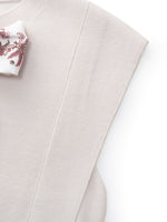 Cap Sleeve Knit Tank Top And 100% Ramie Skirt Two-Piece Set With Silk Scarf GOELIA