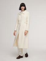 Cashmere Wool Blend Women Overcoat With Detachable Waist Tab GOELIA