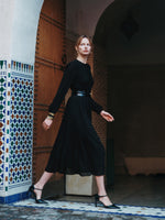 Ruffle Round Neck Women Smocked Maxi Dress GOELIA