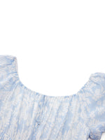 10MM Mulberry Silk Floral Print Women Bubble Hem Midi Dress With Scrunchie GOELIA