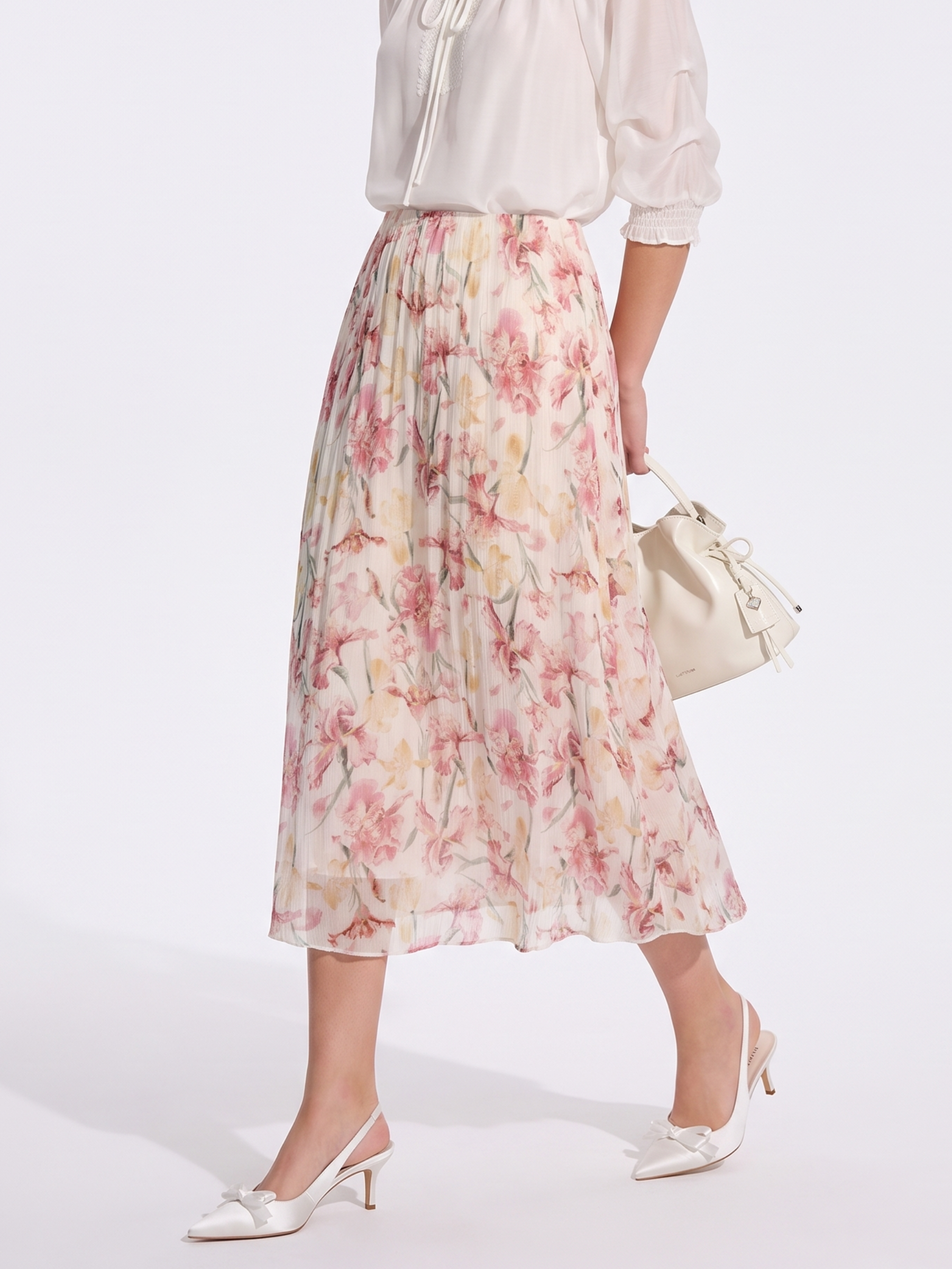 10MM Mulberry Silk Iris Print Women Skirt GOELIA