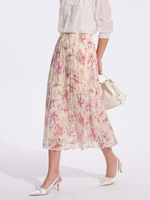 10MM Mulberry Silk Iris Print Women Skirt GOELIA