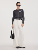 Wool Blend 3D Flower Knit Top And Skirt Two-Piece Set GOELIA