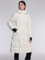 [Preview] Drawstring Waist Hooded Goose Down Overcoat GOELIA