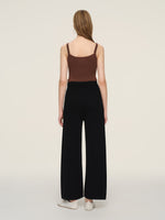 Wool Blend Drawstring Waist Women Straight Leg Knit Pants GOELIA