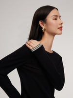 100% Wool Faux Two-Piece Women Knit Top GOELIA