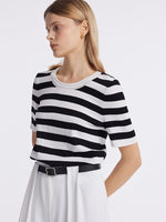 Round Neck Striped Knitted Women Top GOELIA