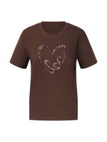 Sequined Heart Round Neck Women T-Shirt GOELIA