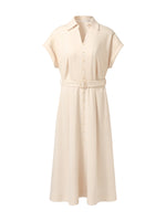 100% Acetate V-Neck Women Maxi Dress With Belt GOELIA