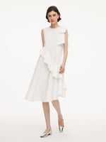 Ruffle Sleeveless Women Midi Dress With Detachable Bowknot GOELIA